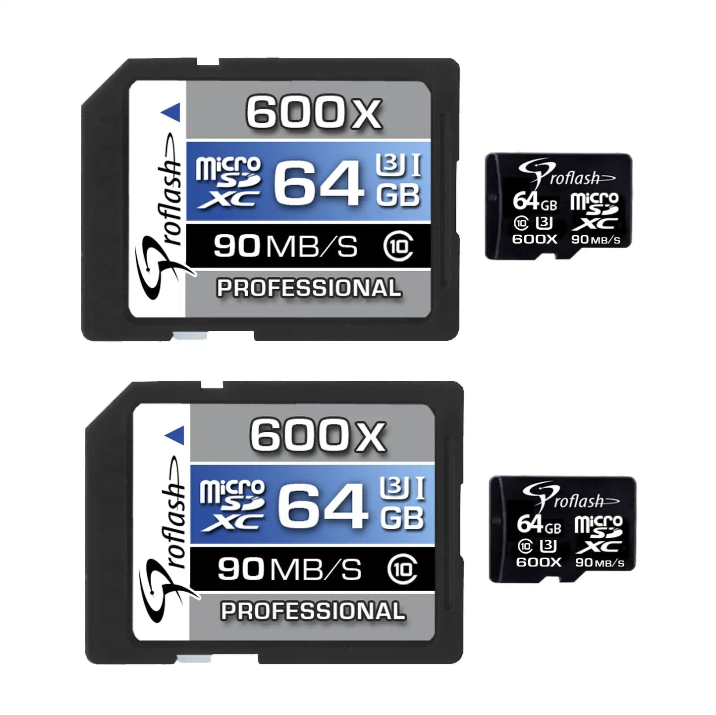 Proflash Memory Card Micro-SDXC 64GB Class 10 UHS-I U3 4K With Adapter 2 Pack / 6732-2