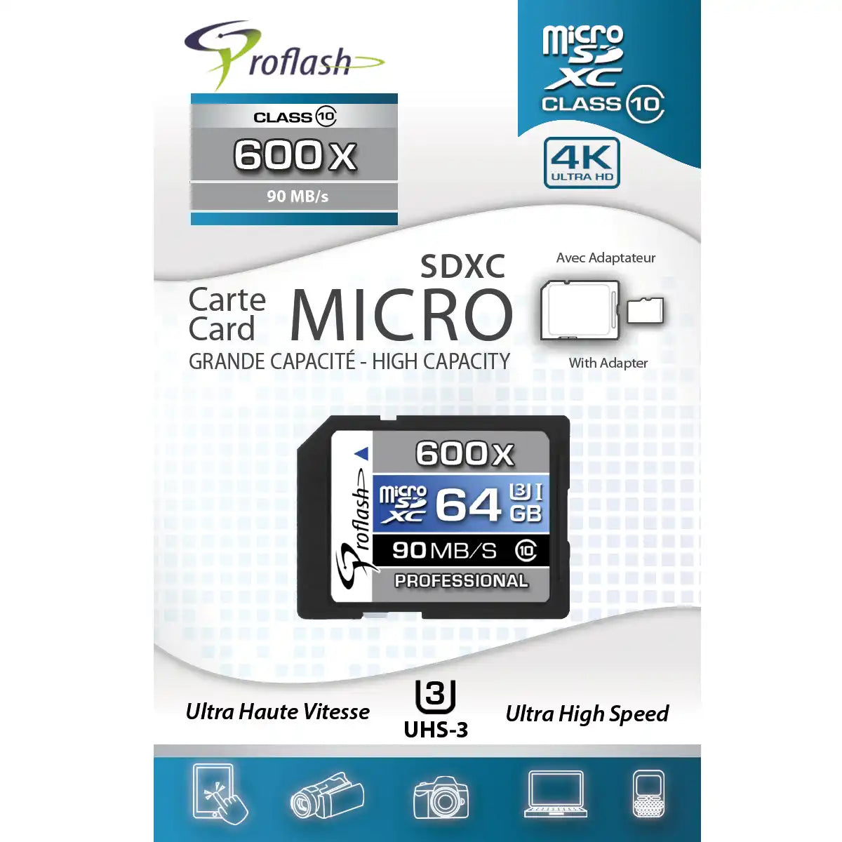 Proflash Memory Card Micro-SDXC 64GB Class 10 UHS-I U3 4K With Adapter / 6732