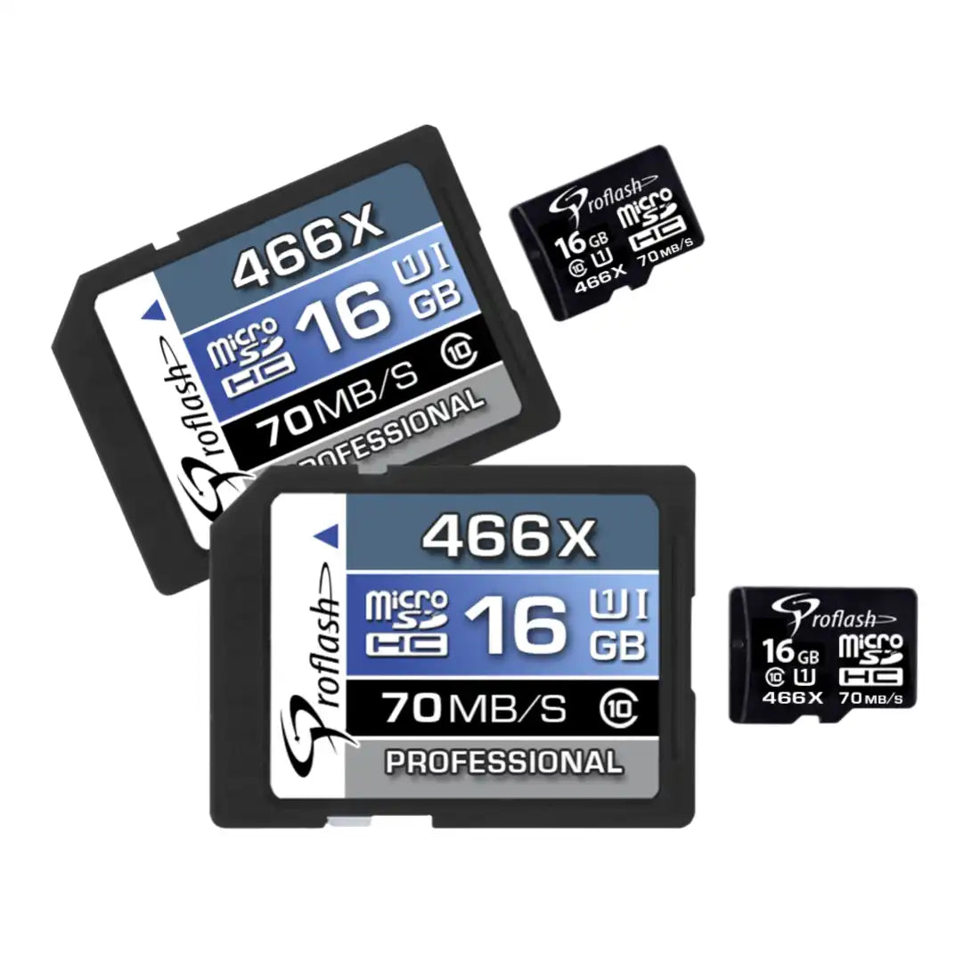 Proflash Memory Card Micro-SDHC 16GB Class 10 UHS-I With Adapter 2 Pack 6722-2