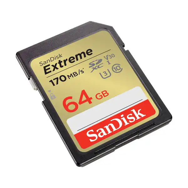 SanDisk 64GB Extreme SDXC UHS-I Memory Card – 170MB/s Read, U3, V30, 4K UHD