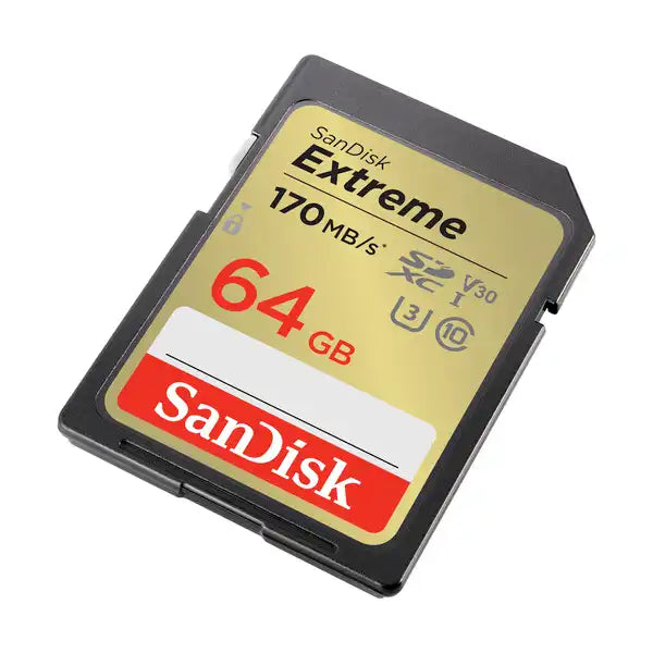 SanDisk 64GB Extreme SDXC UHS-I Memory Card – 170MB/s Read, U3, V30, 4K UHD