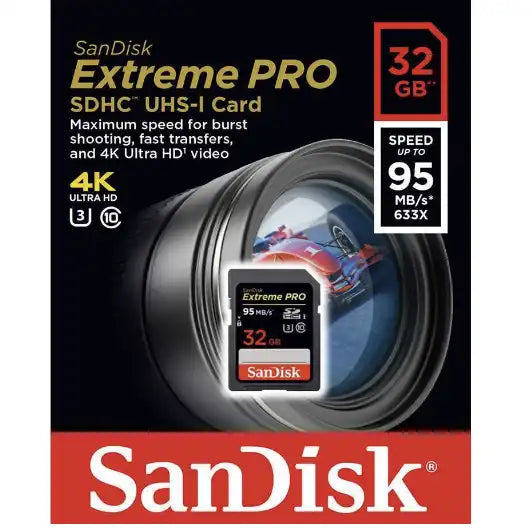 SanDisk 32GB Extreme PRO SDHC UHS-I Memory Card – 95MB/s Read, 90MB/s Write, Class 10 - SDSDXXG-032G