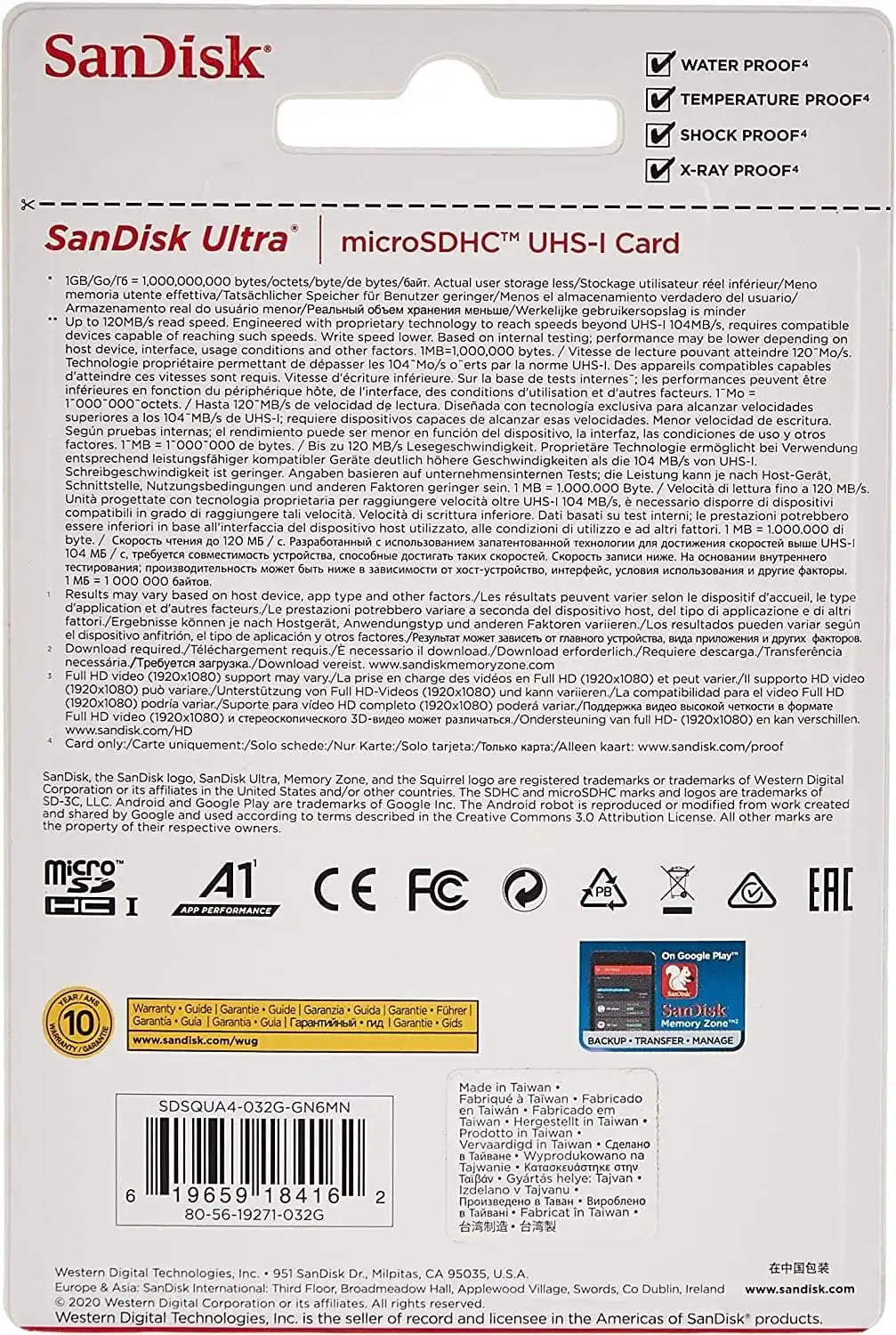 SanDisk Ultra Micro SDXC Card with SD Adapter, 32GB, A1, Class 10, Read: 120MB/s
