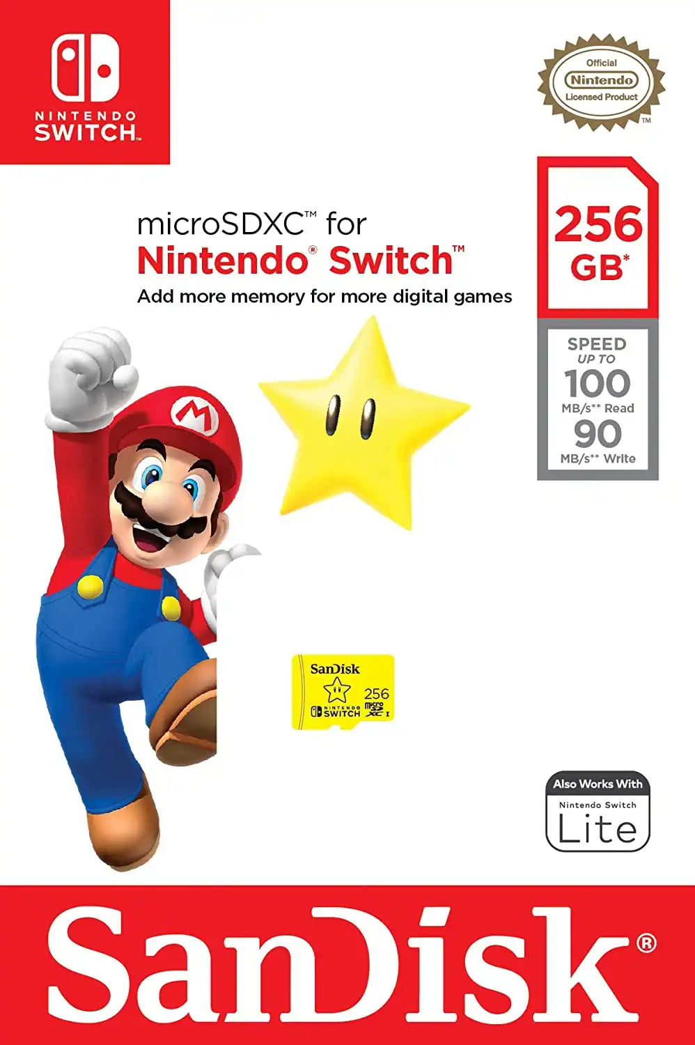 Sandisk Memory Card Micro SDXC 256GB For Nintendo Switch  /  SDSQXAO-256G-GNCZN