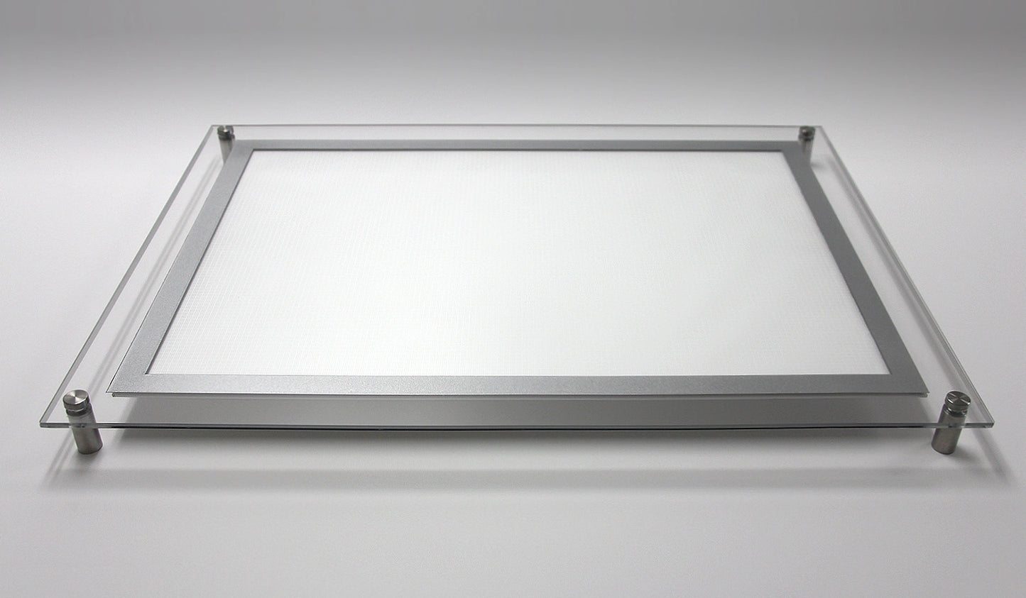 Acrylic Ultra Slim LED Light Box / Photo Frame (Silver Outline) 10,75’’ X 12,76’’