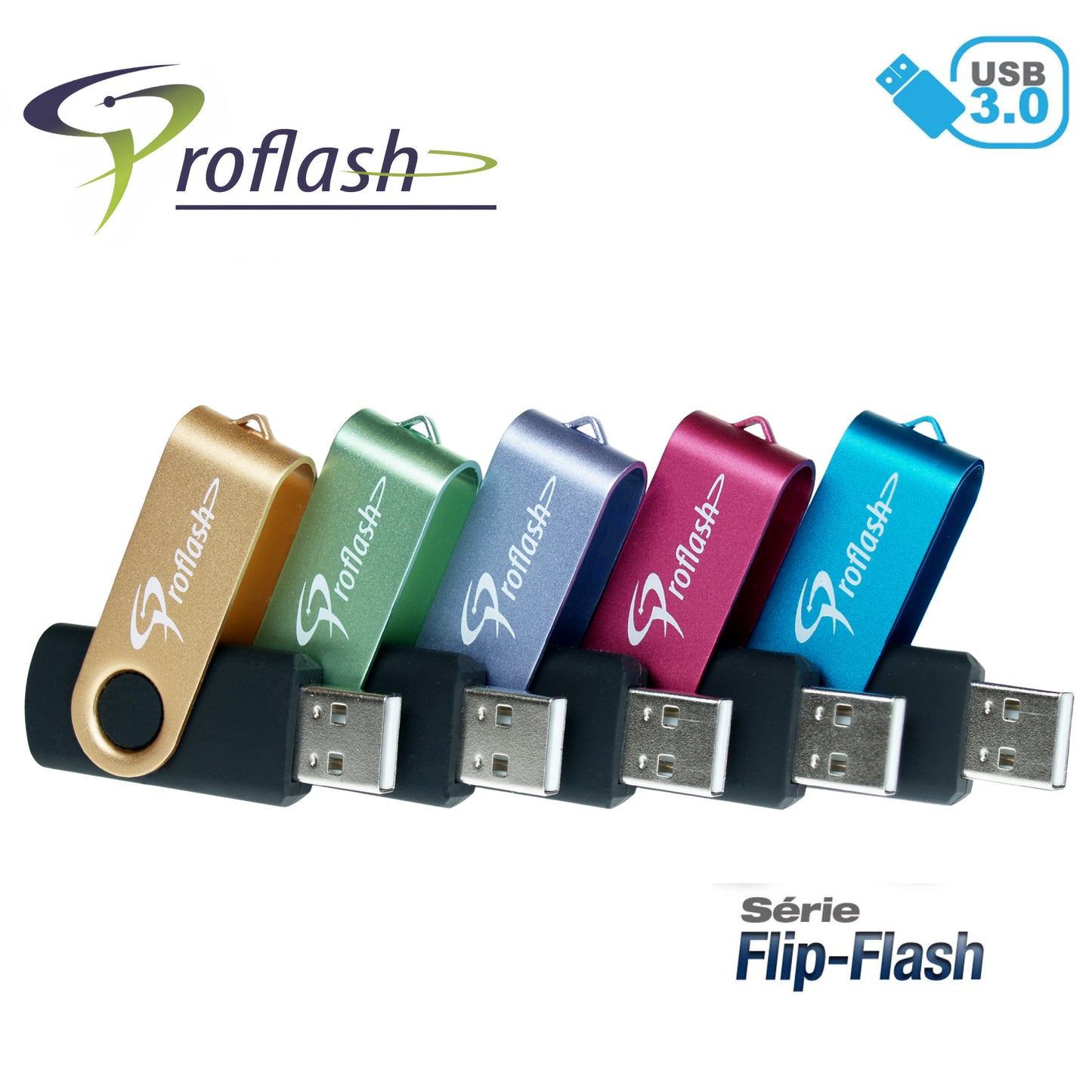 Proflash USB Flash Drive Serie FlipFlash 16GB 3.0 (5) Mixed Colors ( 5 Pack ) - 31159