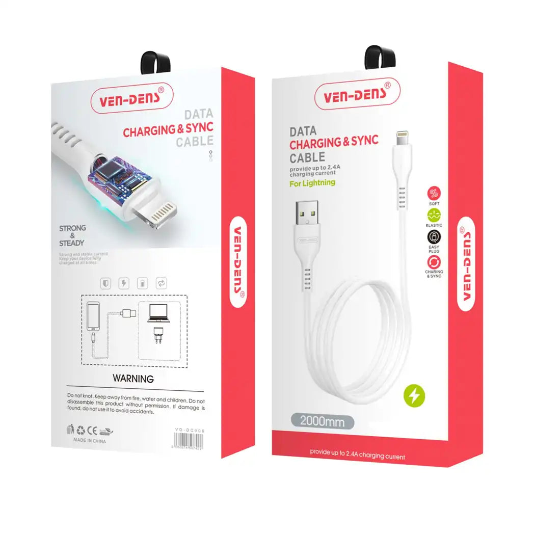 Ven-Dens Data Cable 2m ( 6,5Ft ) USB-A to Lightning - VD-DCD03-2M