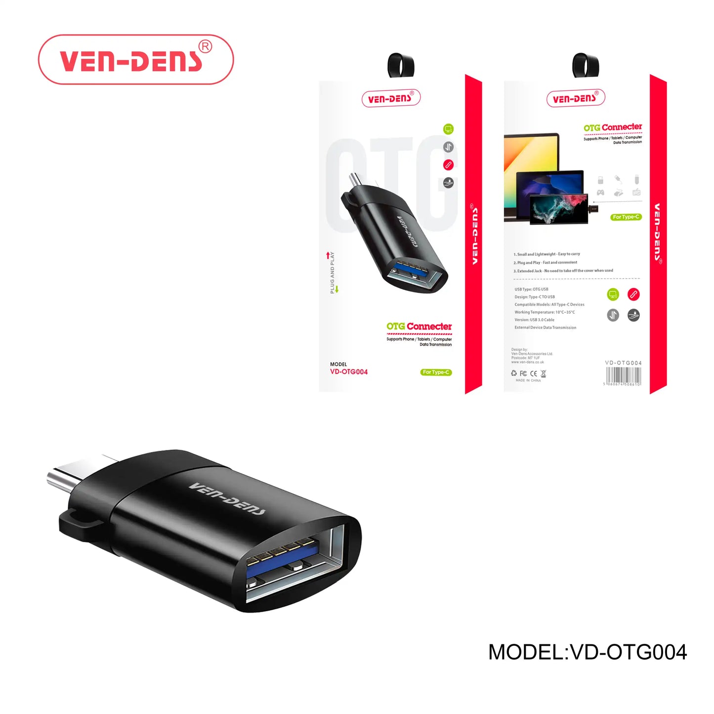 VEN-DENS OTG Connector - USB to Type-C Adapter - VD-OTG004