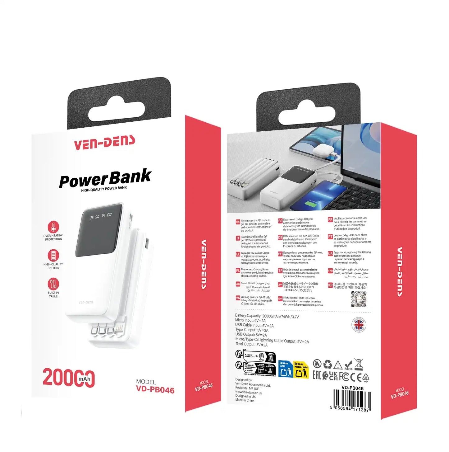 VEN-DENS Power Bank VD-PB046 - Power Meets Convenience
