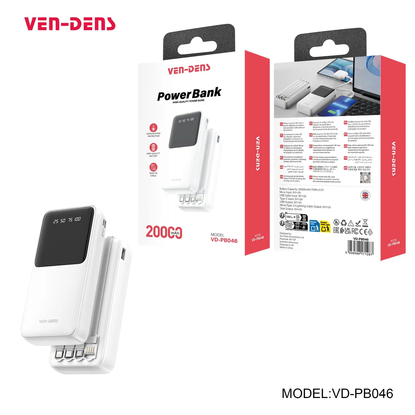 VEN-DENS Power Bank VD-PB046 - Power Meets Convenience