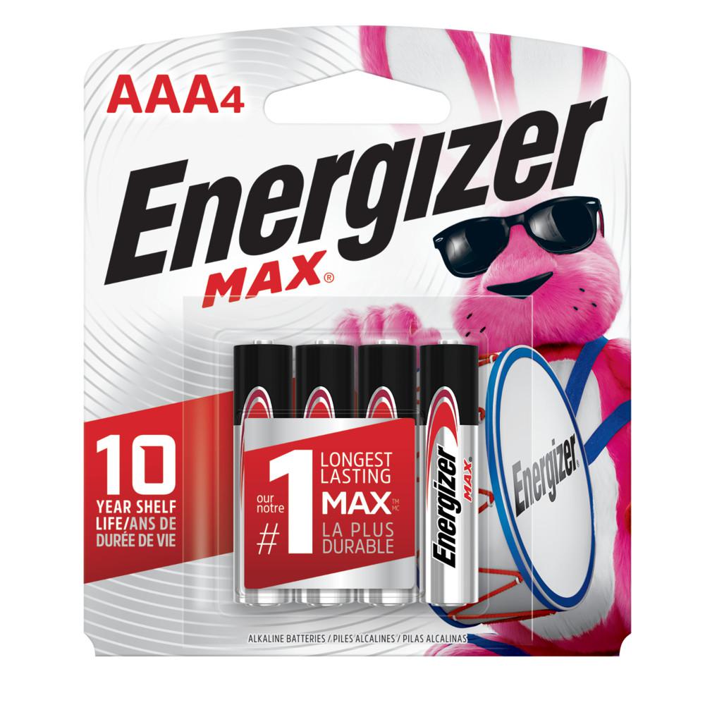 Batteries Alkaline Energizer MAX® AAA Package of 4 ( E92BP - 4 ) - Proflash