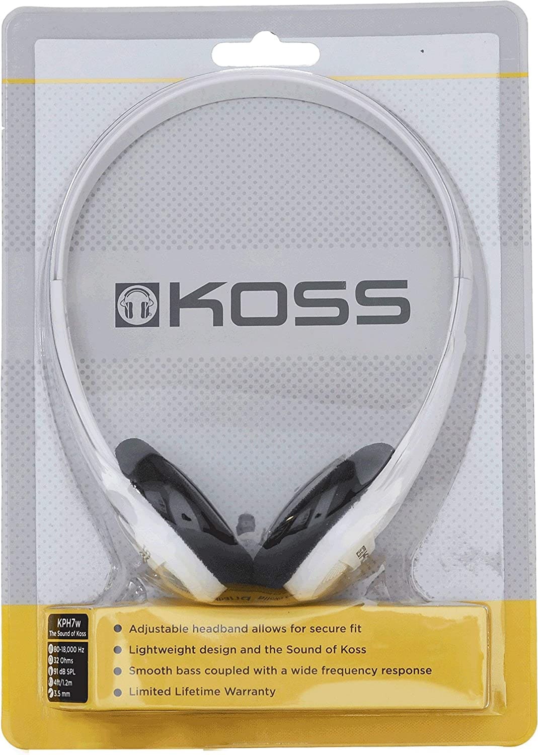 Koss KPH7 Portable On-Ear Headphone Lighteight - White 195140