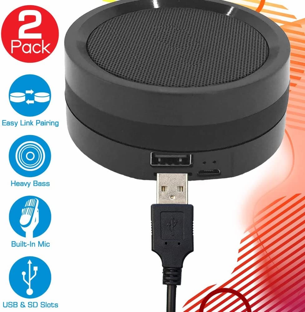Maxell 199271 True Wireless Twin Speakers – Rubberized with Bluetooth 5.0 and Micro - SD Slots - Proflash
