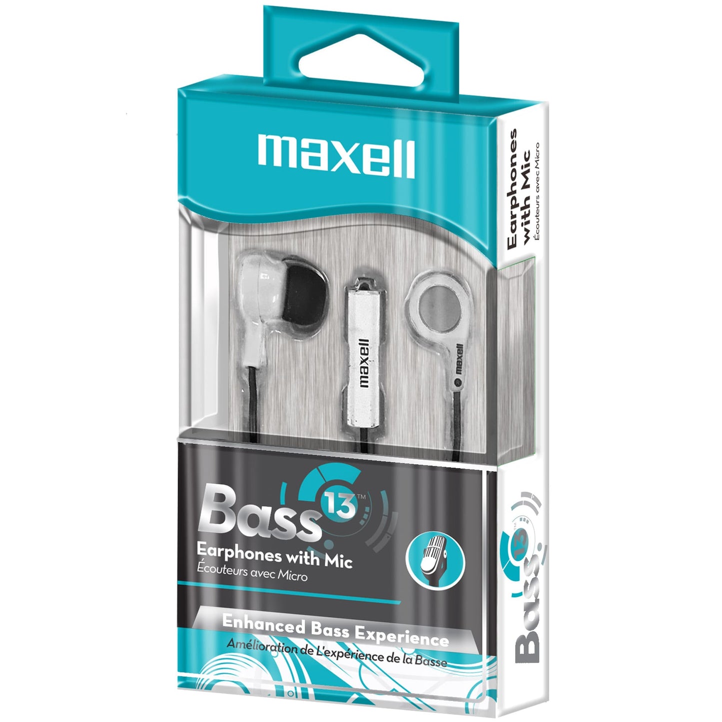 Maxell 199725 B - 13 Heavy Bass Earbuds Whit Mic - White - Proflash