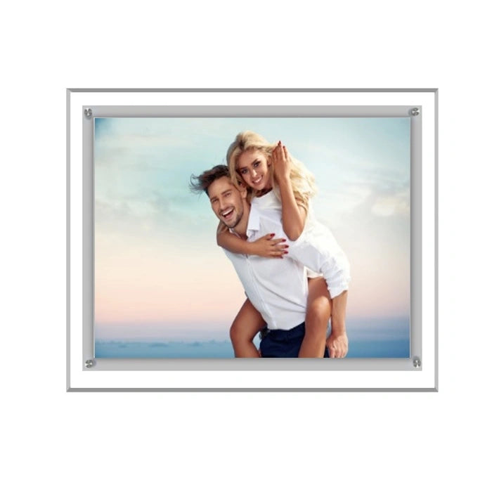 Acrylic Ultra Slim LED Light Box / Photo Frame (Silver Outline) 10,75 ...
