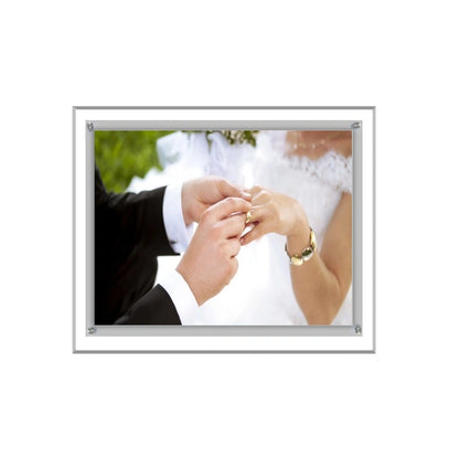 Acrylic Ultra Slim LED Light Box / Photo Frame  (Silver Outline) 12,76’’ X 14,76’’
