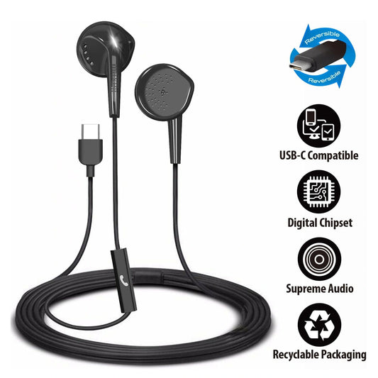 Wired USB-C Earphones with Mic – Clear Audio, Instant Connection