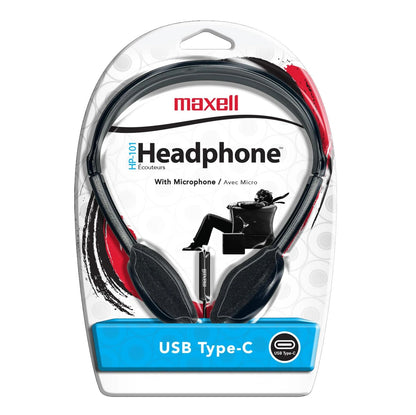 Maxell Foam Cup Headphone HP-101 With Microphone USB Type-C Cord Length 6Ft.