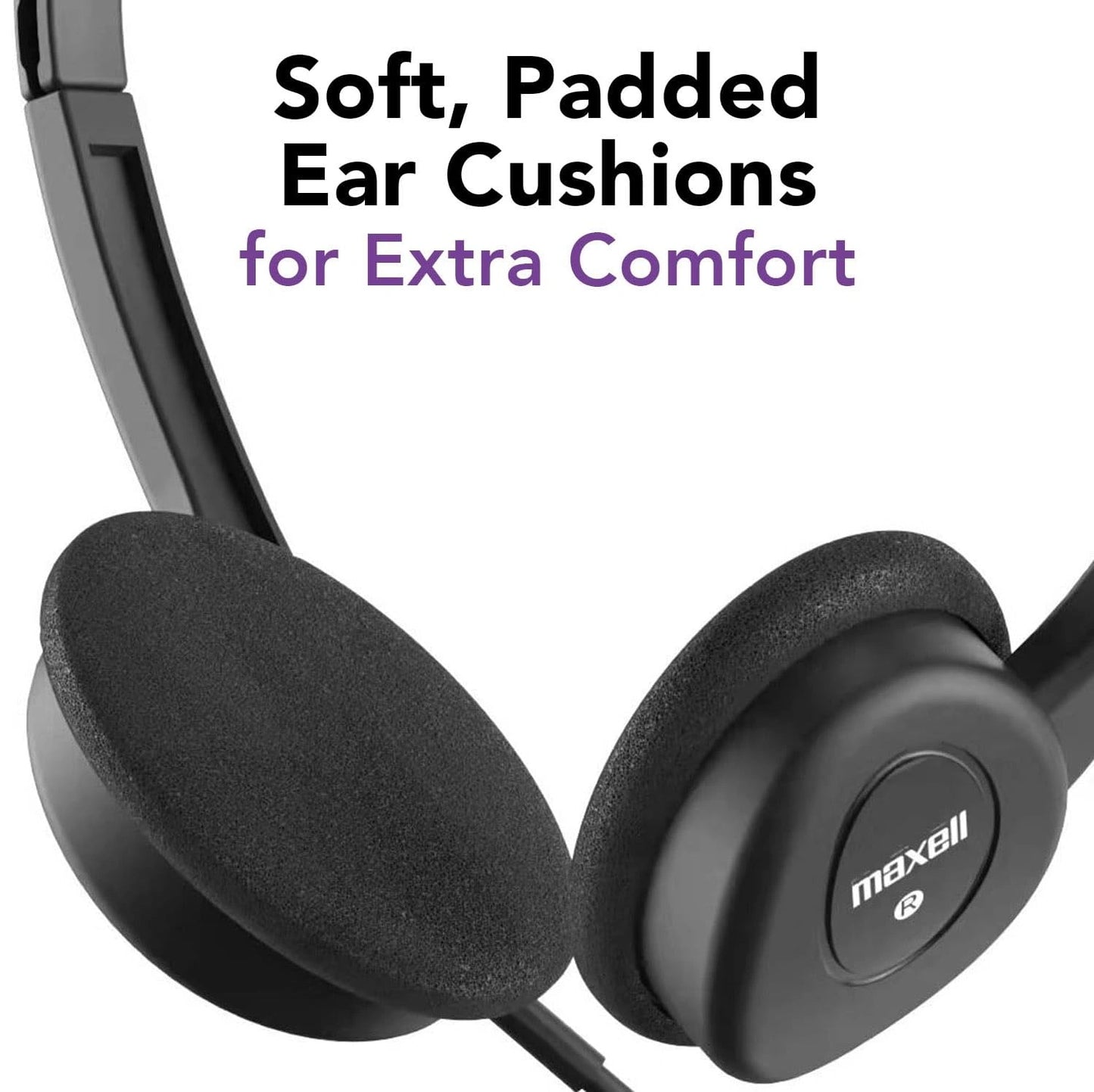 Maxell Foam Cup Headphone HP-101 With Microphone USB Type-C Cord Length 6Ft.