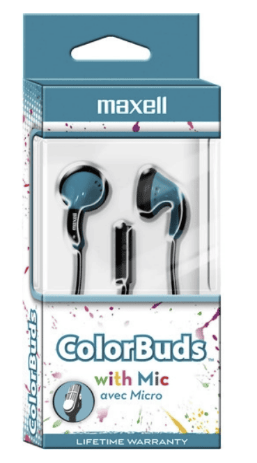 Maxell Color Buds Earbuds with Built-In Micro (Color Blue) - 199711