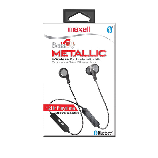 Maxell 199836 Bass 13 Wireless Bluetooth Earbuds Metallic Charcoal