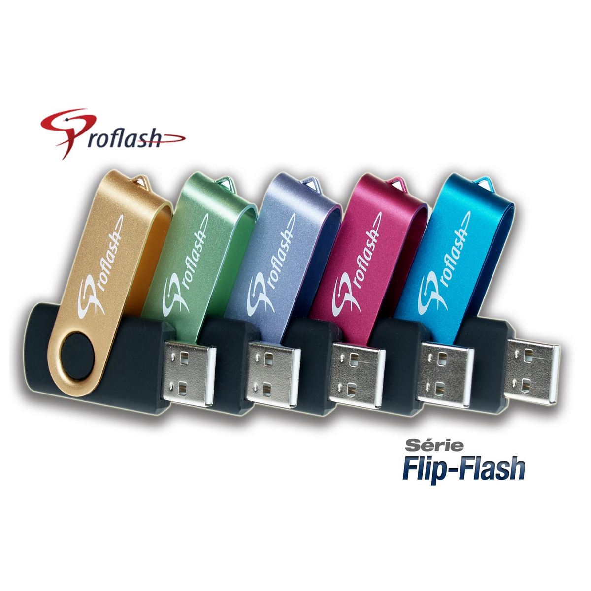 F Flash Usb Proflash USB Flash Drive Serie Flip Flash 08 GB 5 Mixed Colors ( 5 Pac