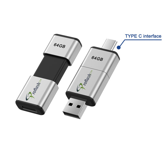 21472 Proflash USB Flash Drive 64 GB Dual USB 2 in 1 USB-A to Type-C
