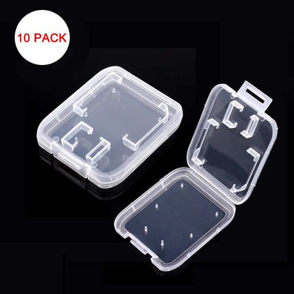 CF SD SDHC Micro-SD Memory Card Cases Protection Plastic Transparent Storage Box 10 Pack
