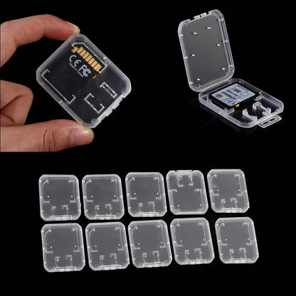 CF SD SDHC Micro-SD Memory Card Cases Protection Plastic Transparent Storage Box 10 Pack