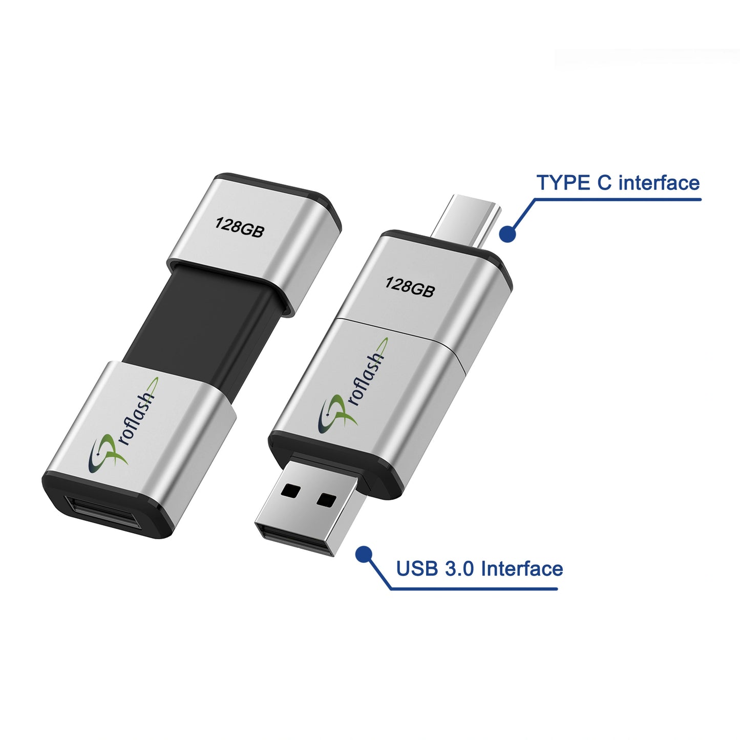 21471 Proflash USB Flash Drive 32 GB Dual USB 2 in 1 USB-A to Type-C