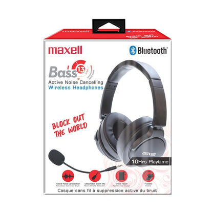 Maxell ANC-T132 Bluetooth Headphone With Detachable Boom Mic Black, Active Noise Cancelling, Bass 13