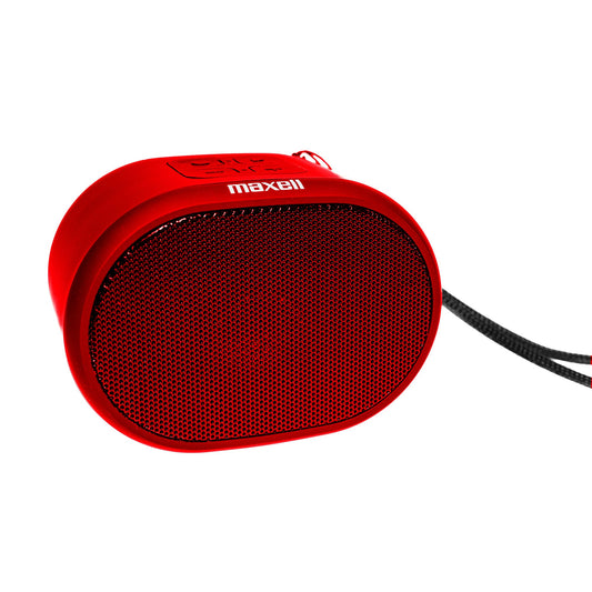 Maxell 490901 Mini Haut-parleurs Sans Fil, Caoutchoutée, Microphone, Bluetooth 5.0,Fentes Micro-SD,Couleur Rouge