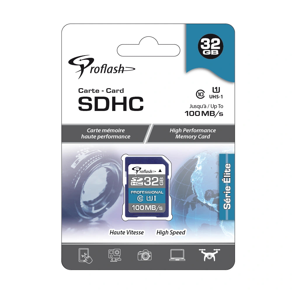 Proflash 32GB SDHC Memory Card – UHS-I, Class 10, 100MB/s