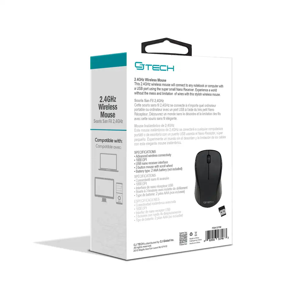 Gt Tech Mouse GTECH 2.4GHz Wireless Mouse with Nano Receiver - 53798 – Proflash