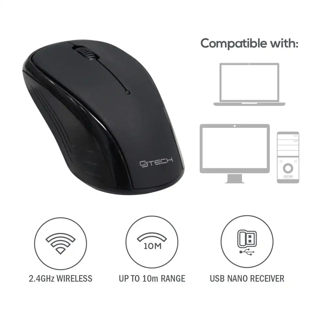 Gt Tech Mouse GTECH 2.4GHz Wireless Mouse with Nano Receiver - 53798 – Proflash
