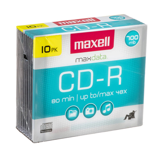 Maxell CD-R 700MB 80 Min 48x 10pk, W-Slim Jewel Case