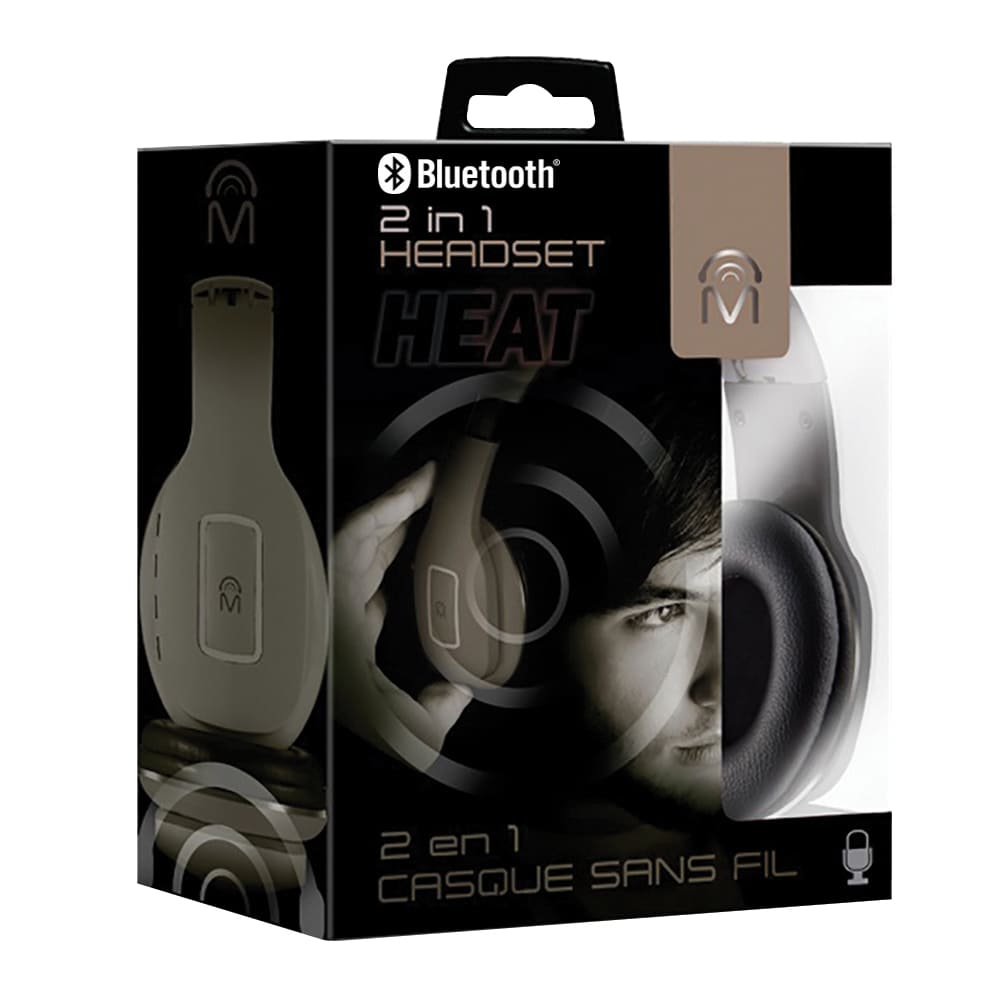 72122 Mental Beats Heat 2 - in - 1 Bluetooth Wireless Headphone Headset – Champagne - Proflash