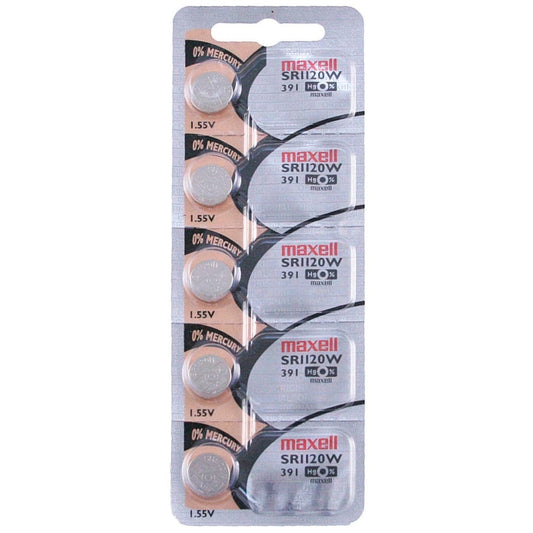 Maxell Watch Battery SR1120W-391  5PCS Tearstrip  ( Pack of 5 Batteries ) - 733450