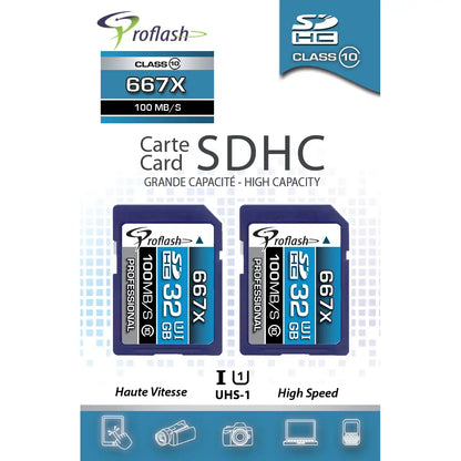 Proflash Memory Card SDHC 32GB 2 Pack  Class 10 USH-I U1100 MB/s  / 7825