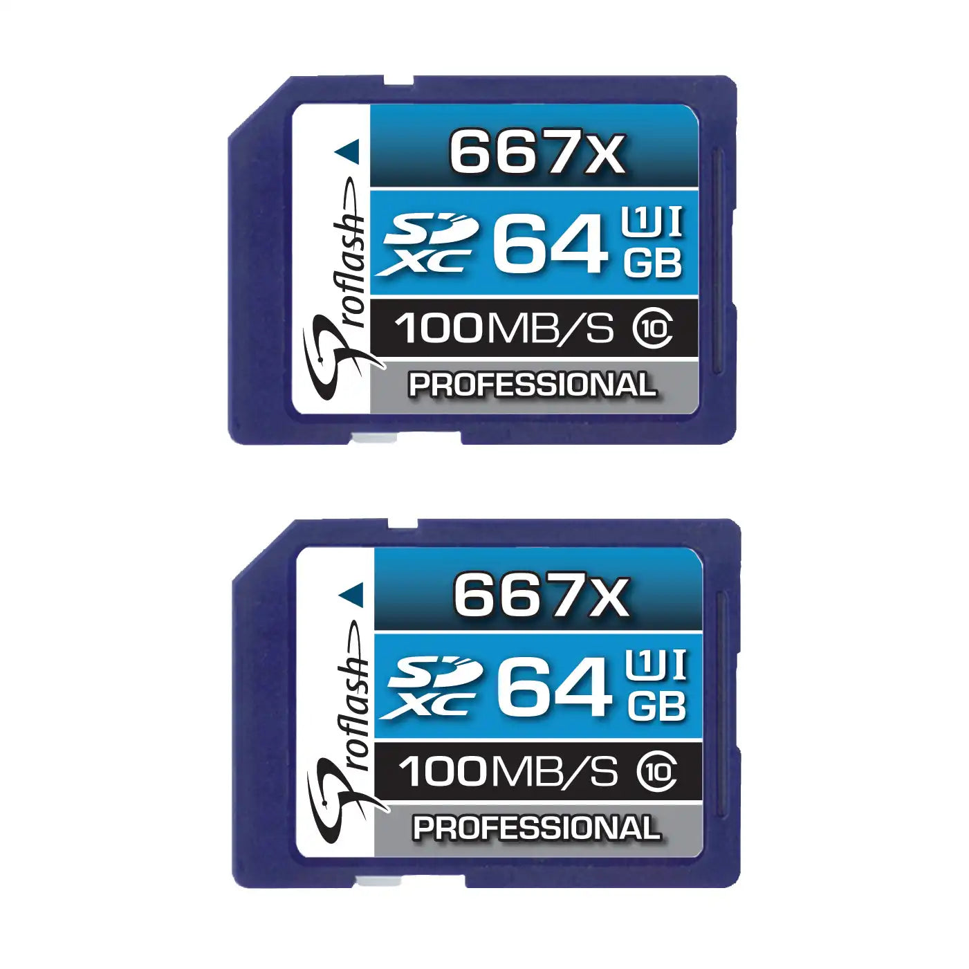 Proflash Memory Card SDXC 64GB 2 Pack  Class 10 USH-I U1100 MB/s  /  7827