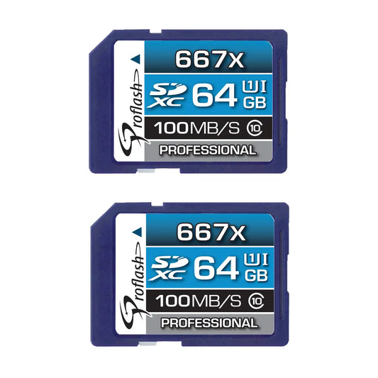 Proflash Memory Card SDXC 64GB 2 Pack  Class 10 USH-I U1100 MB/s  /  7827