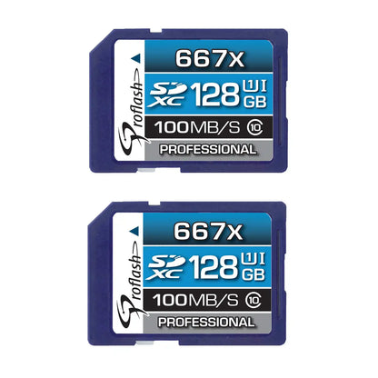 Proflash Memory Card SDXC 128GB 2 Pack  Class 10 USH-I U1100 MB/s - 7829