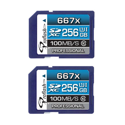 Proflash Memory Card SDXC 256GB 2 Pack  Class 10 USH-I U1100 MB/s  /  7831
