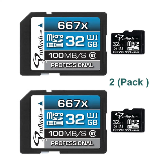 Proflash Memory Card Micro-SDHC 32GB 2 Pack  Class 10 UHS-I U1 100 MB/s With Adapter  /  8006