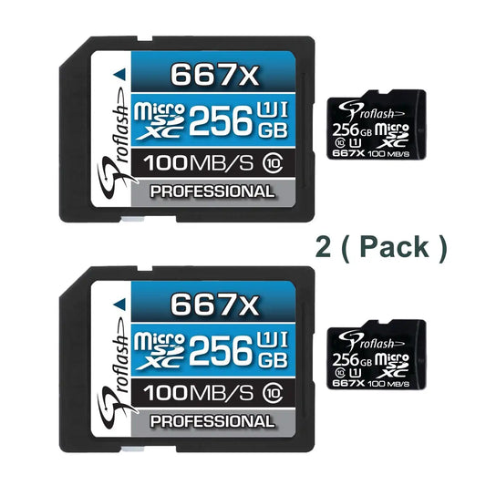 Proflash Memory Card Micro-SDXC 256GB 2 Pack  Class 10 UHS-I U1 100 MB/s With Adapter  /  8012