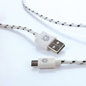 83559 Mental Beats 6 Ft Micro USB Mesh Braided Cable White - Proflash