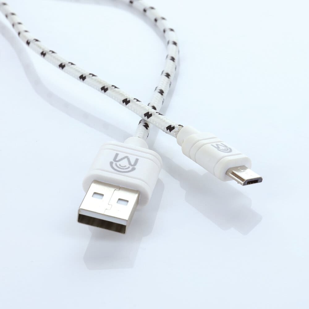 83559 Mental Beats 6 Ft Micro USB Mesh Braided Cable White - Proflash