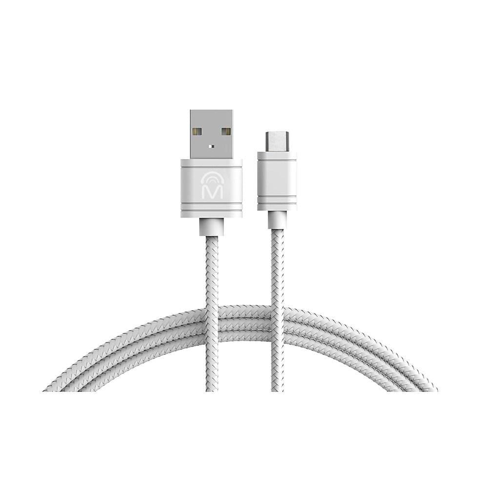 83559 Mental Beats 6 Ft Micro USB Mesh Braided Cable White - Proflash