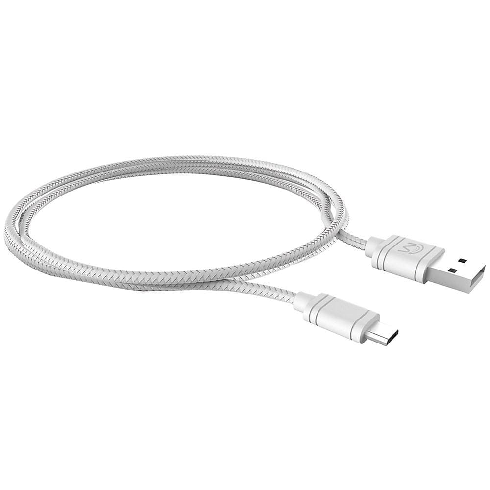 83559 Mental Beats 6 Ft Micro USB Mesh Braided Cable White - Proflash