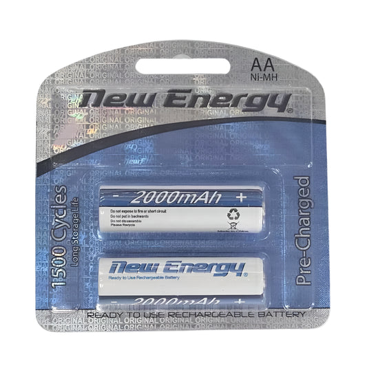 Battery New Energy AA-2PK Ni-MH Rechargeable 2000mAh – 2 Pack 1.2V - 9930